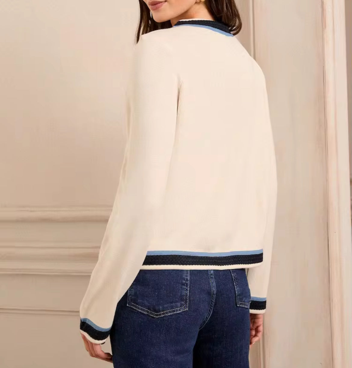 Parisian Contrast-Trim Cardigan