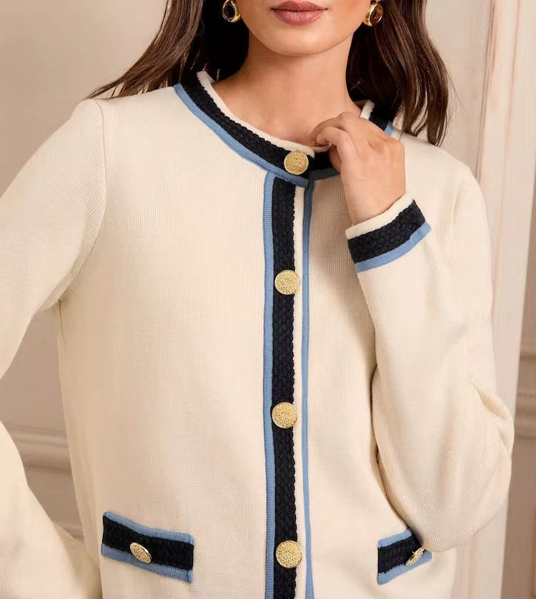 Parisian Contrast-Trim Cardigan